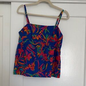 J. Crew Vibrant Floral tie back tank in Blue and Pink